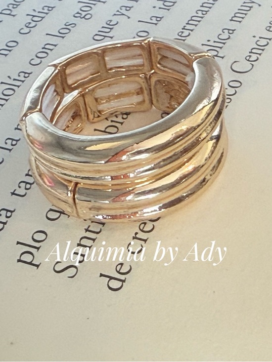 Alquimia Jewelry - Alquimia Two-Tone Layered Stretch Ring - Gold & Silver